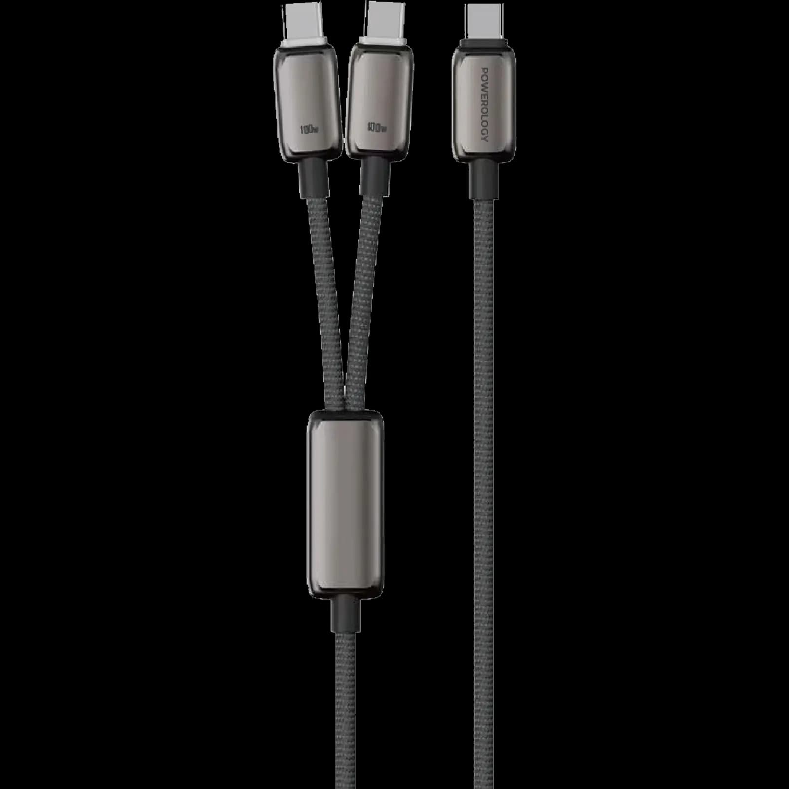 کابل پاورولوژی Powerology Zinco Series 2-IN-1 Dual USB-C Cable