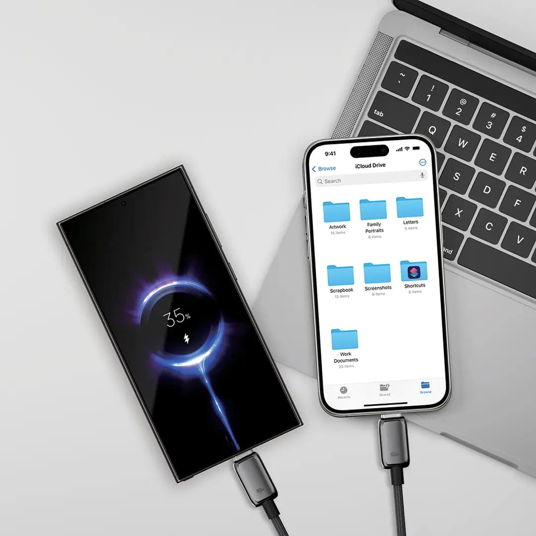 کابل پاورولوژی Powerology Zinco Series 2-IN-1 Dual USB-C Cable — تصویر ۳