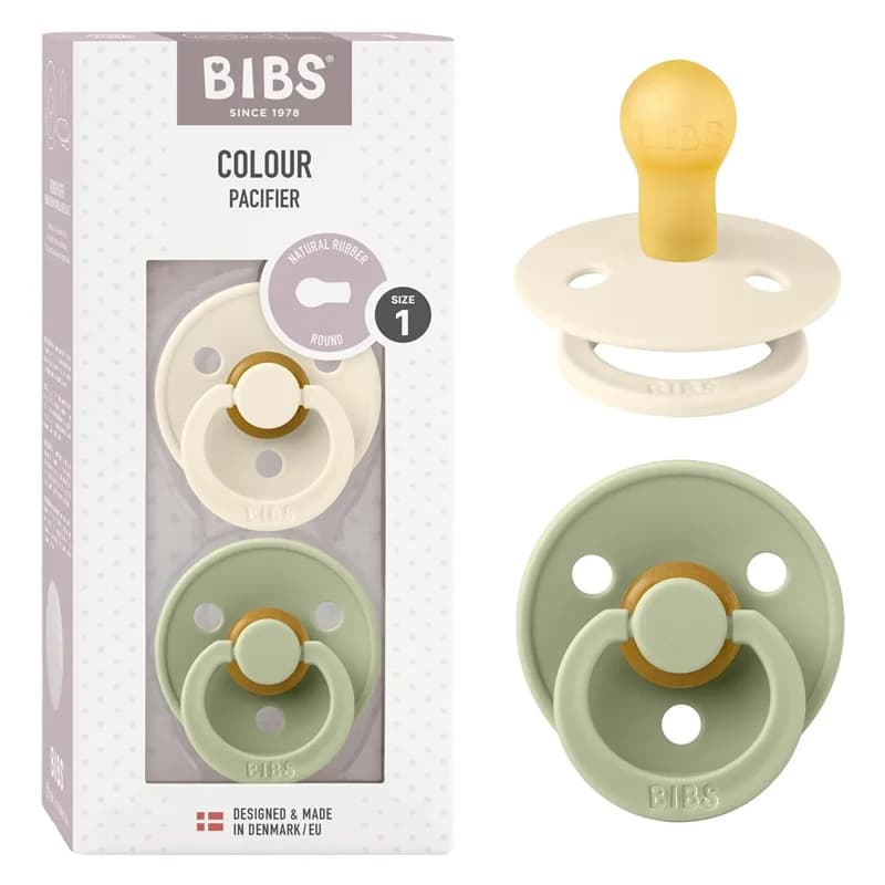 پستانک لاتکس سر گرد نوزاد 6 تا 18 ماه COLOUR سبز و شیری 2 عددی بیبس Bibs
