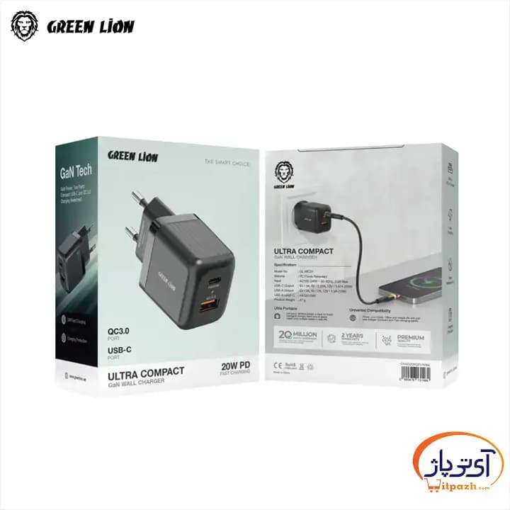 آداپتور دیواری 2 پورت گرین لاین PD 20W Ultra Compact همراه کابل Type-C به Lightning — تصویر ۳