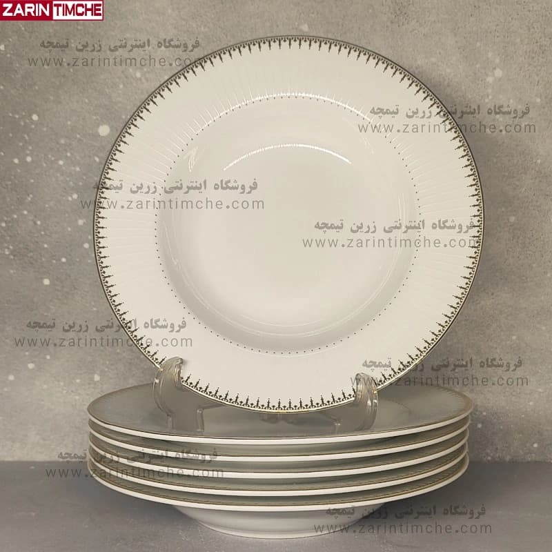 بشقاب خورشت خوری چینی زرین مدل سپیدار