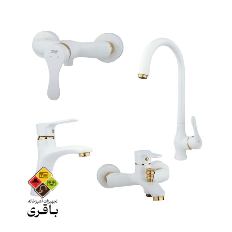 ست شیرآلات راسان مدل صدف شیری طلایی — تصویر ۳