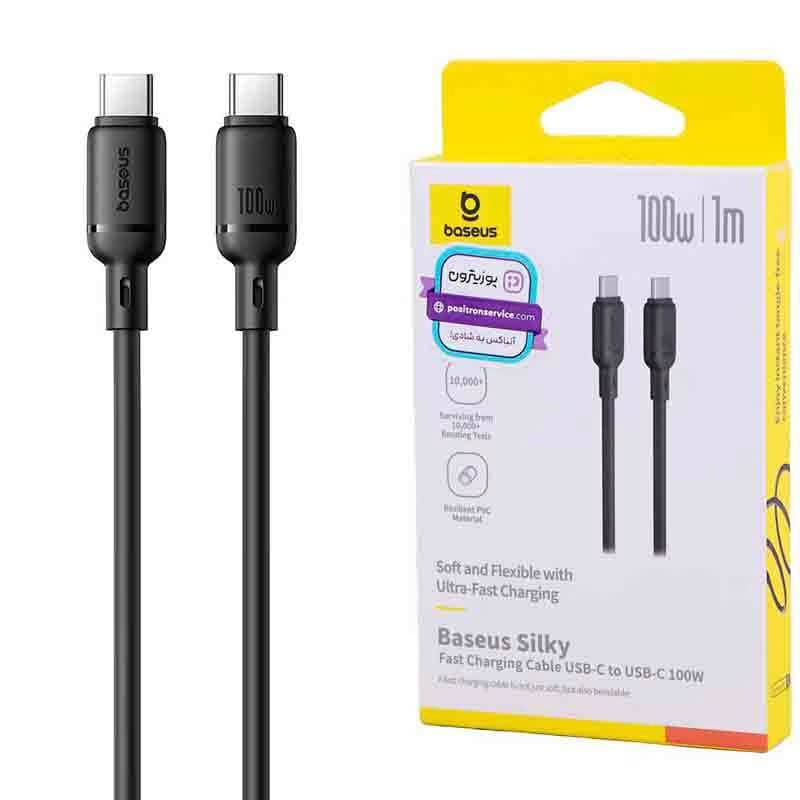 کابل شارژ 100 وات دوسر تایپ سی باسئوس مدل Silky Series طول 1 متر — تصویر ۴
