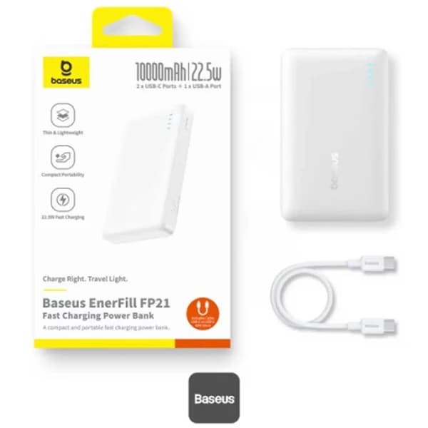 پاوربانک 22.5 وات بیسوس مدل enerfill fp21 ظرفیت 10000 میلیآمپرساعت — تصویر ۳