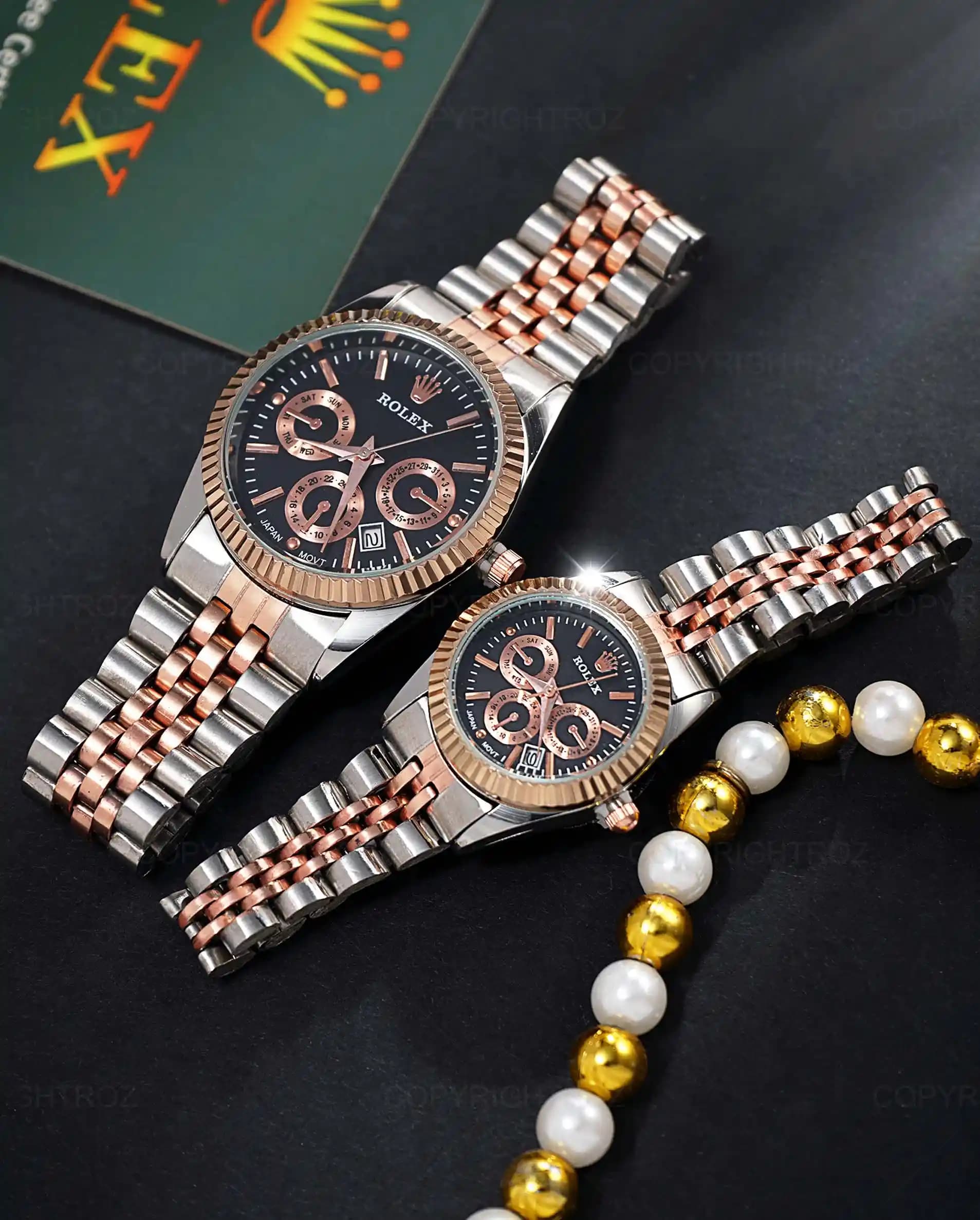ست ساعت مچی مردانه و زنانه رولکس ROLEX مدل 1186 — تصویر ۳