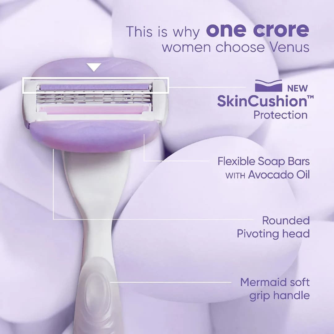 ست دسته، یدک و ژیلت زنانه ونوس Venus Comfrtglide سه لبه — تصویر ۵