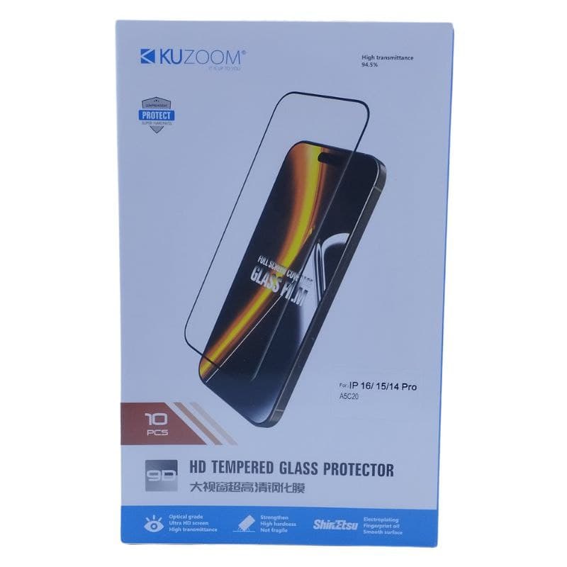 محافظ صفحه نمایش آیفون (گلس) کوزوم kuzoom مناسب برای آیفون 16, 15, 14pro — تصویر ۷