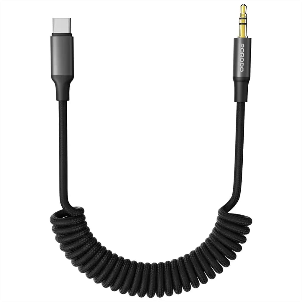 کابل AUX فنری 3.5mm به Type-C پرودو مدل PDCBL52BK — تصویر ۴