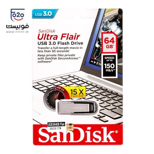 فلش مموری سن دیسک Ultra Flair ظرفیت 64 گیگابایت — تصویر ۱۰