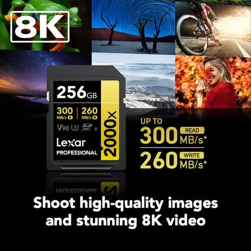 کارت حافظه لکسار Lexar 256GB | مدل Professional 2000x UHS-II SDXC سرعت 300MB/s — تصویر ۱۰