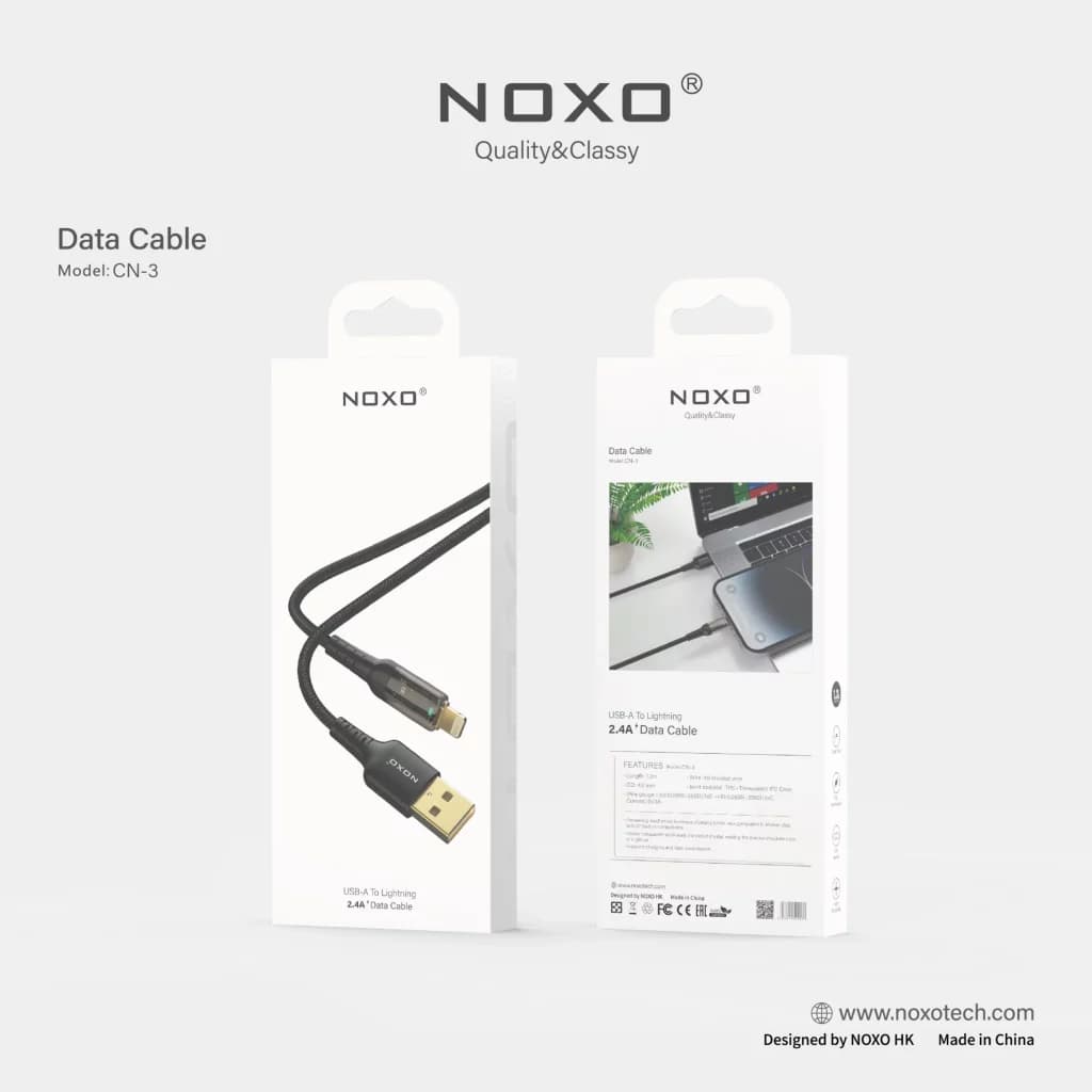 کابل تبدیل USB-A به Lightning نوکسو مدل CN-3 طول 1.2 متر — تصویر ۲