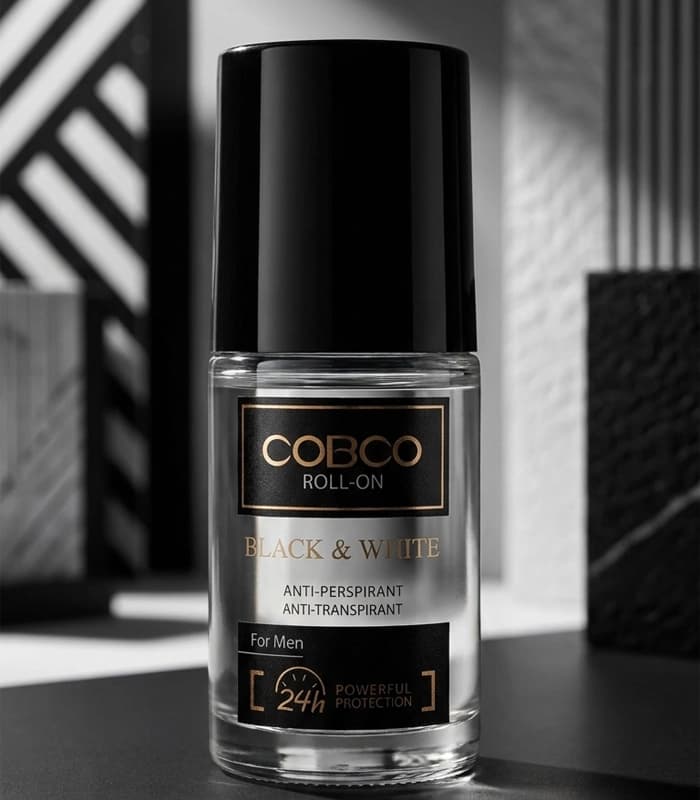 مام رولی مردانه کوبکو (COBCO) مدل BLACK & WHITE – حجم ۷۵ میلی‌لیتر | ضد لک لباس — تصویر ۳