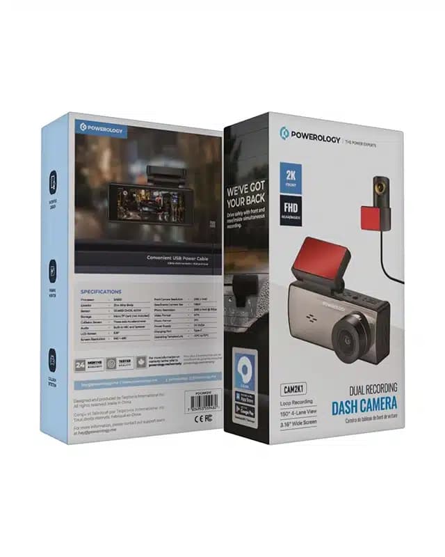 دوربین ثبت وقایع پاورولوژی Powerology Dual Recording Dash Camera PDCAM2K1 — تصویر ۴