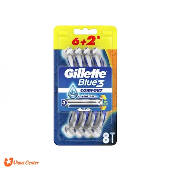 خودتراش سه تیغه Gillete Blue3 Plus مدل Comfort بسته 8 عددی — تصویر ۲