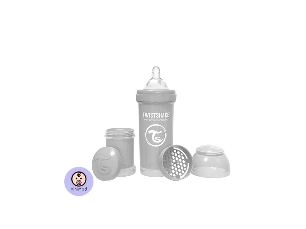 شیشه شیر آنتی کولیک ۲۶۰ میل Twistshake رنگ طوسی — تصویر ۲
