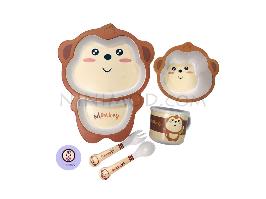 ست ظرف غذا خوری بامبو طرح Monkey — تصویر ۲