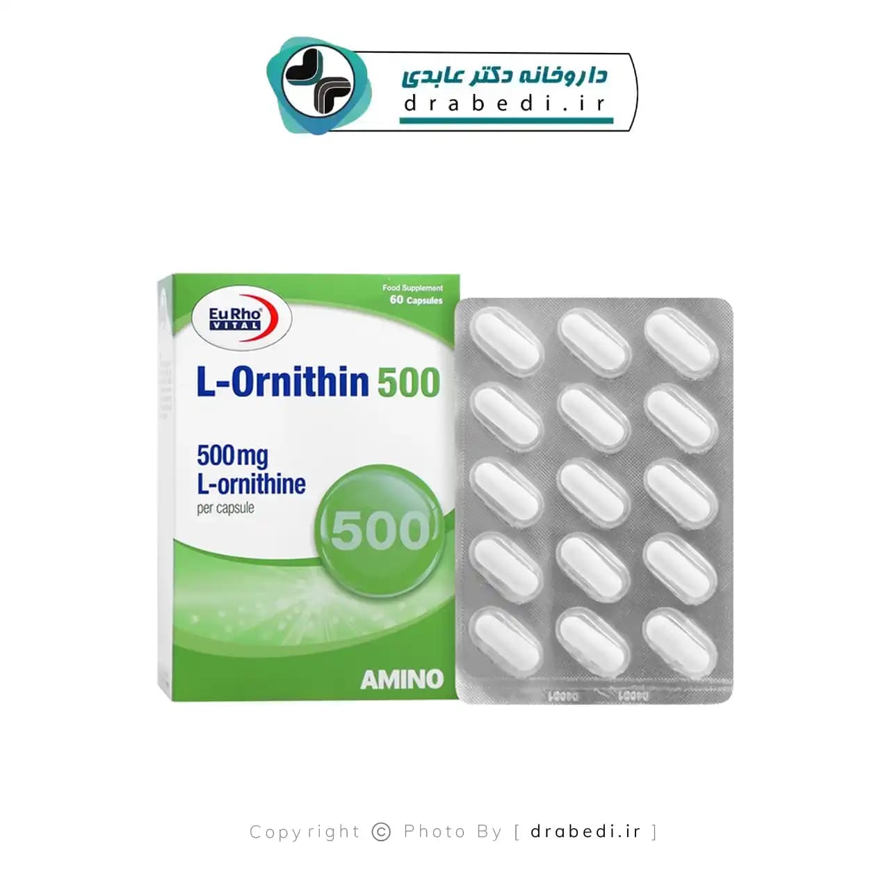 کپسول ال اورنیتین 500 یوروویتال 60 عدد — تصویر ۶