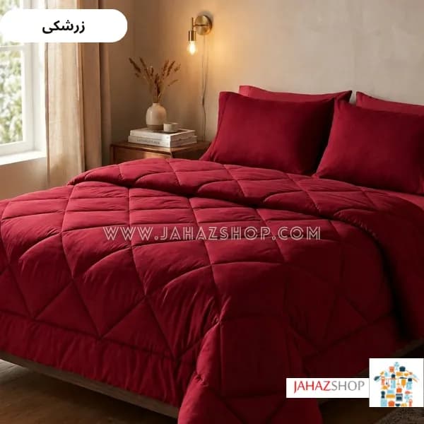 سرویس روتختی هتلی ساده جنس نخ پنبه رنگ زرشکی — تصویر ۳