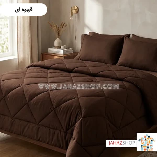 سرویس روتختی هتلی ساده جنس نخ پنبه رنگ قهوه ای
