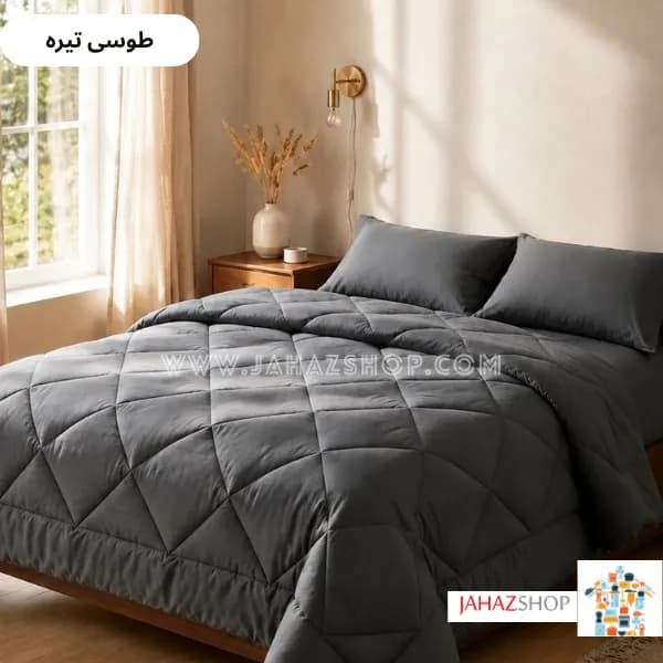 سرویس روتختی هتلی ساده جنس نخ پنبه رنگ طوسی تیره — تصویر ۲