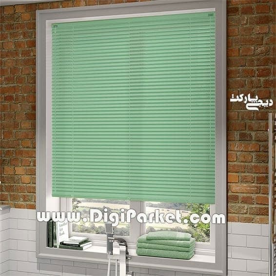 پرده کرکره فلزی آلومینیومی سبز ساده ۲۵ میلیمتری dp16