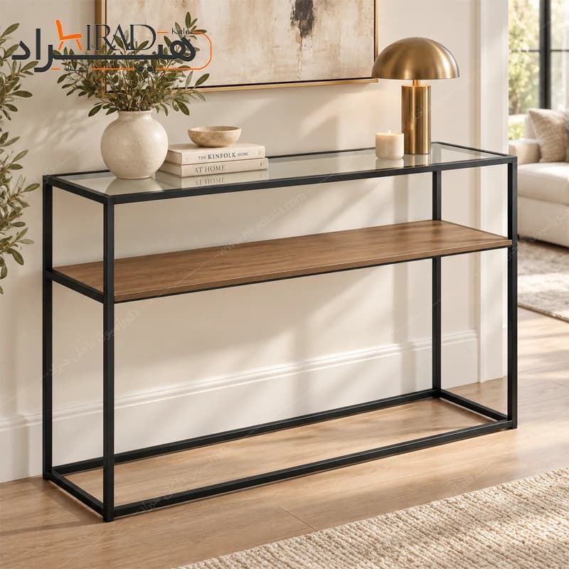 کنسول فلزی صفحه شیشه ای طبقه دار هیراد مدل B151 — تصویر ۸