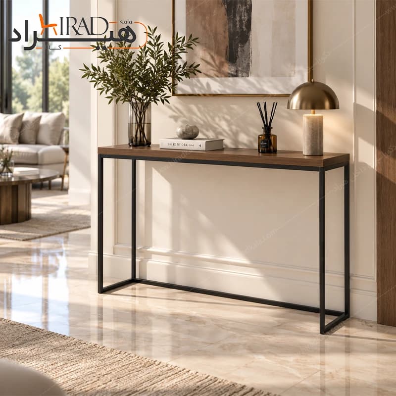 کنسول فلزی صفحه چوبی مینیمال هیراد مدل B150 — تصویر ۹