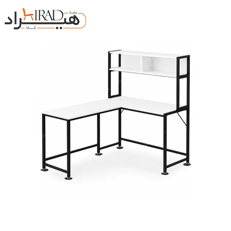 میز تحریر کرنر ال شکل فلزی کتابخانه دار هیراد مدل T219