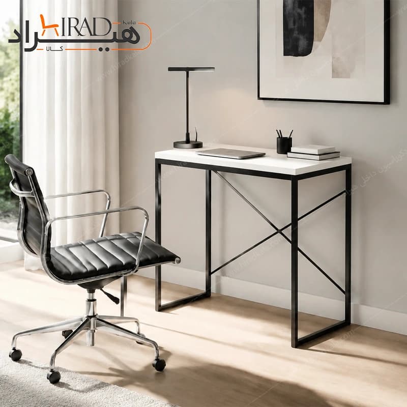 میز تحریر فلزی ساده کمجا پایه ضربدری هیراد مدل T218 — تصویر ۳