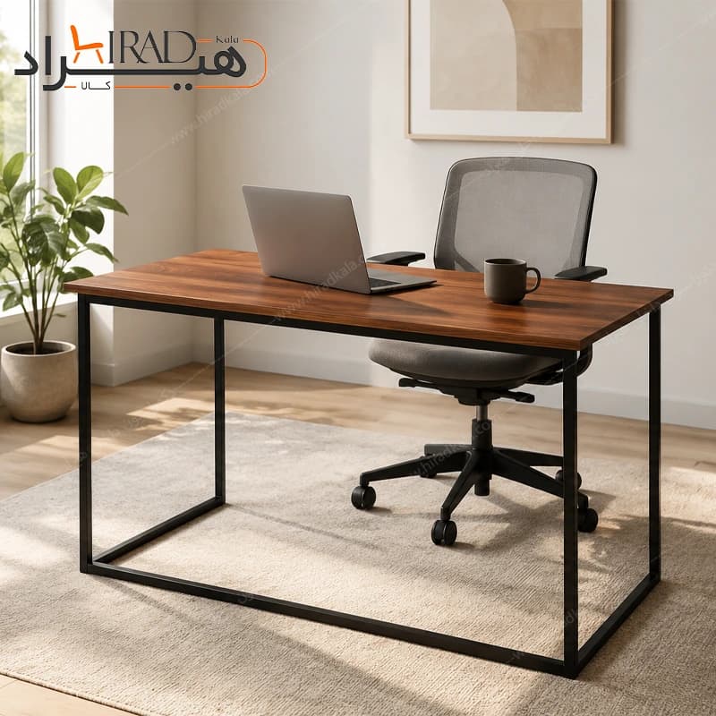 میز تحریر پایه فلزی صفحه چوبی مدرن هیراد مدل T215 — تصویر ۸