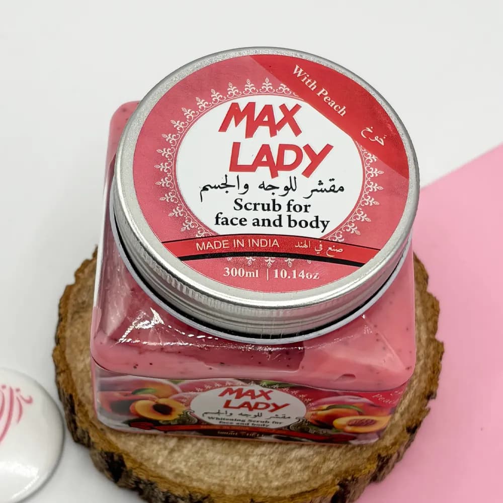 اسکراب مکس لیدی MAX LADY (شنی مناسب صورت و بدن) مدل هلو حجم 300 میلی لیتر — تصویر ۲