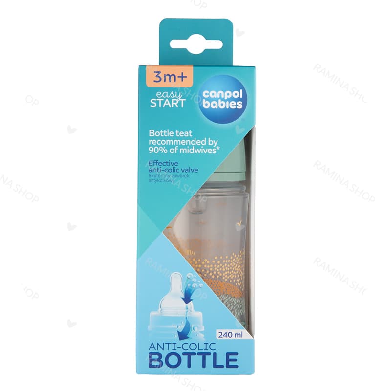 شیشه شیر آنتی کولیک طلقی 240 میل طرح کوهستان رنگ سبز کانپول Canpol — تصویر ۵