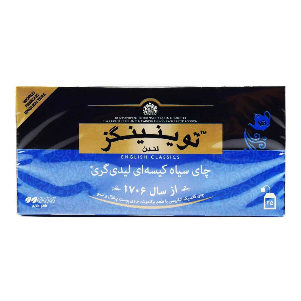 چای سیاه کیسه ای توینینگز TWININGS مدل لیدی گری بسته 25 عددی