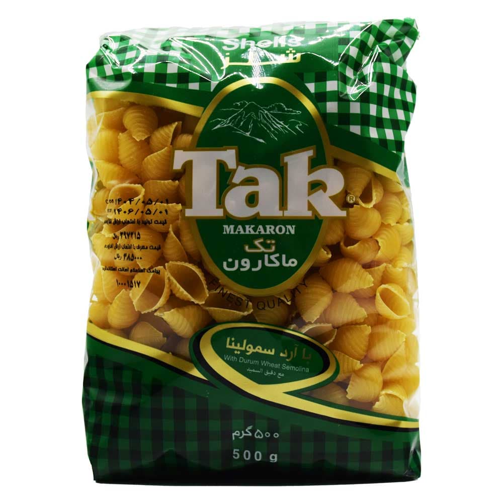 ماکارونی تک ماکارون TAK MAKARON مدل شلز وزن 500 گرم — تصویر ۲