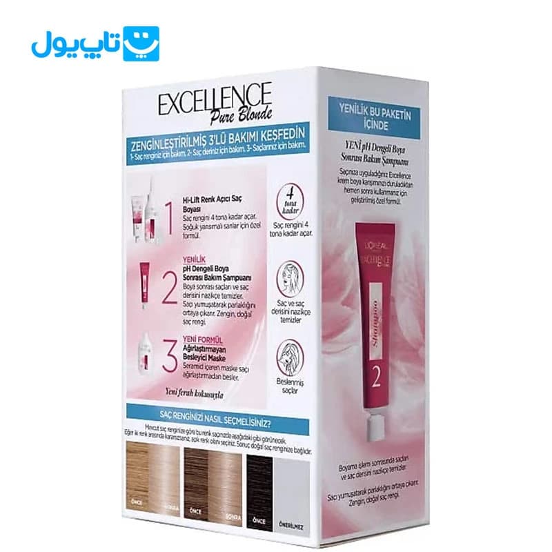 کیت رنگ مو لورآل Loreal مدل Excellence Creme شماره 03 بلوند خاکستری فوق العاده روشن — تصویر ۵