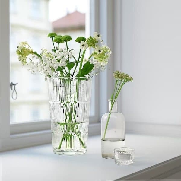 گلدان شیشه ای شفاف طرحدار ایکیا SMALLSPIREA ارتفاع 22 سانتیمتر — تصویر ۱۱