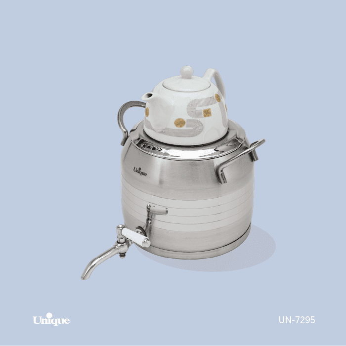 کتری قوری یونیک 5 لیتر استیل شیردار طرح ترک کد UN-7295 — تصویر ۲