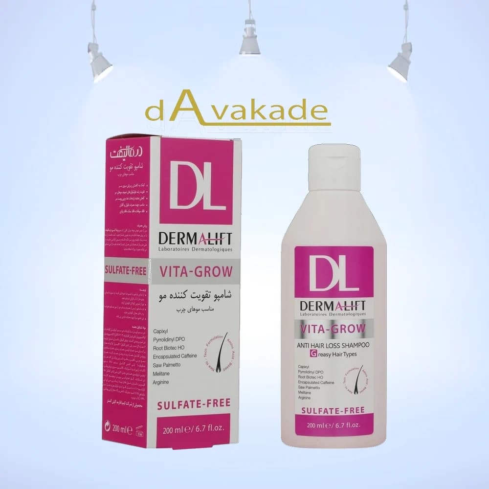 شامپو تقویت‌کننده موی چرب ویتا گرو درمالیفت DERMALIFT Vita Grow Shampoo