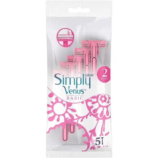 خودتراش زنانه 2 تیغه ژیلت مدل simply venus بسته 5 عددی — تصویر ۲