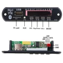 پخش کننده بلوتوثی 12V – پنلی MP3 پشتیبانی از MicroSD و USB با ریموت کنترل — تصویر ۷