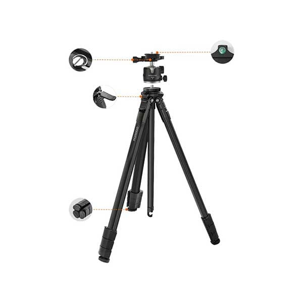سه پایه دوربین و موبایل پرودو Porodo Ultra-Light Aluminum Tripod PD-TRPSFE — تصویر ۱۱