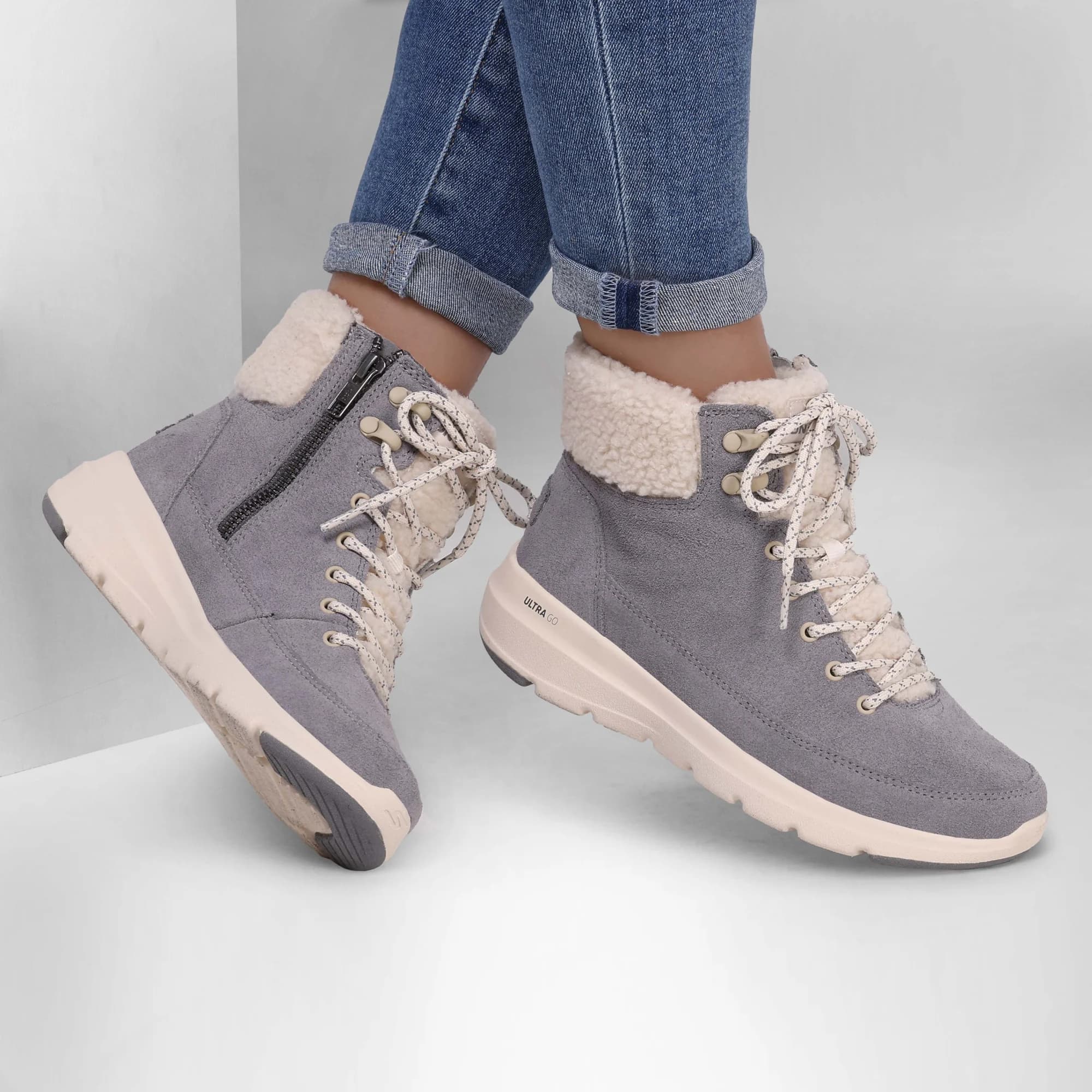 نیم بوت زنانه اسکچرز مدل 16677 GRY Go Walk Glacial Ultra – Woodlands — تصویر ۲