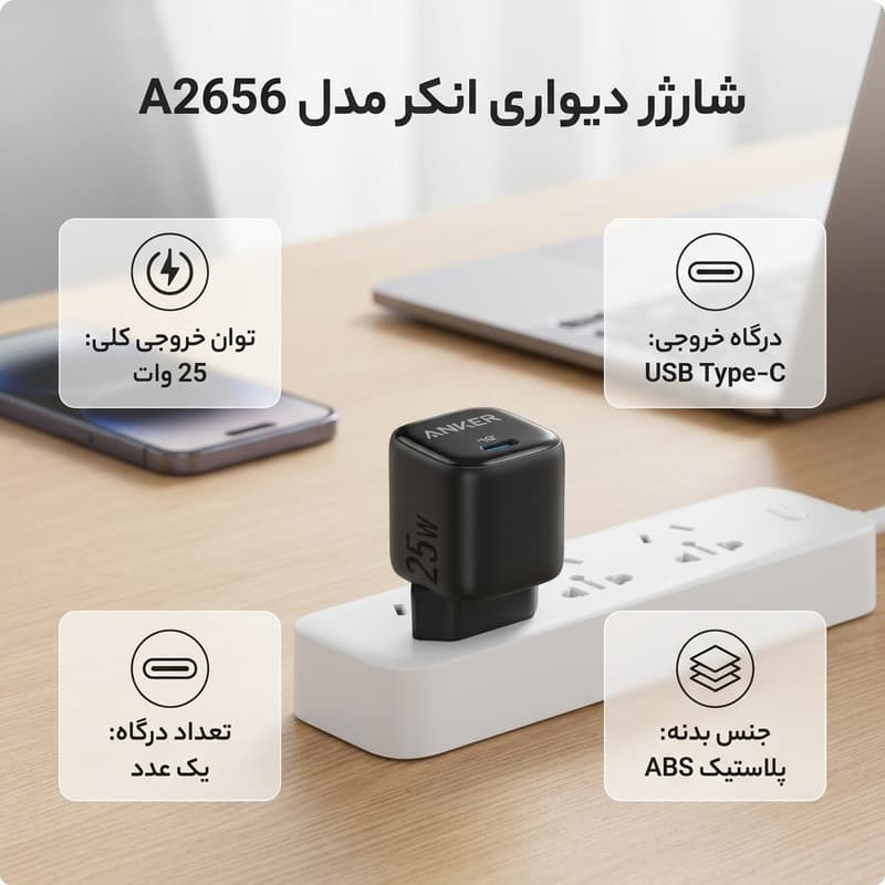 شارژر دیواری 25 وات انکر مدل A2656 — تصویر ۷