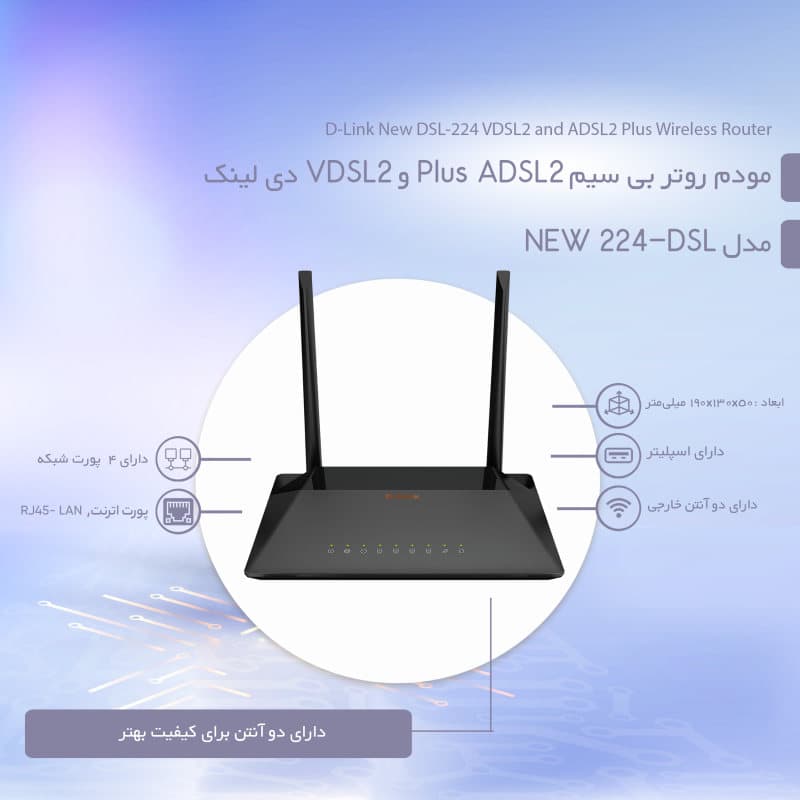 مودم روتر بی سیم ADSL2 Plus و VDSL2 دی لینک مدل D-Link DSL-224 — تصویر ۱۱