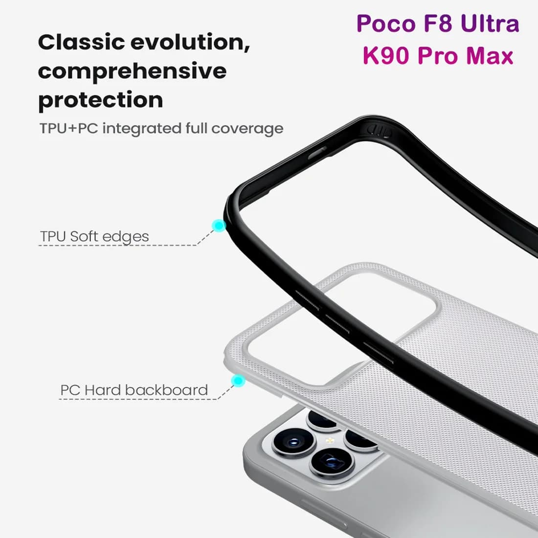 قاب ضدضربه دودی Poco F8 Ultra مارک نیلکین مدل Super Frosted Shield Pro Clear — تصویر ۷
