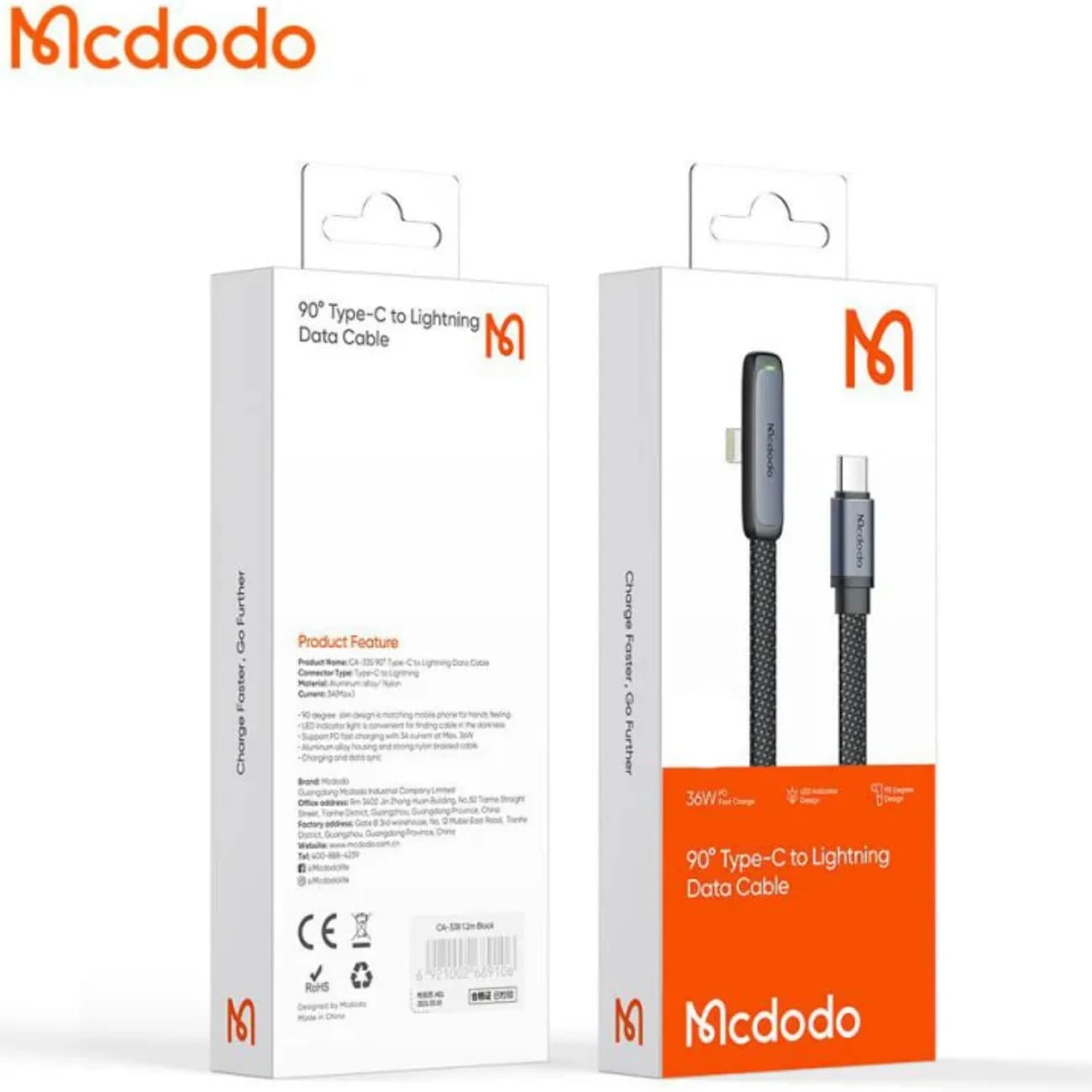 کابل تایپ سی به لایتنینگ مک دودو Mcdodo مدل CA-3351 توان 36 وات 1.8 متر — تصویر ۶