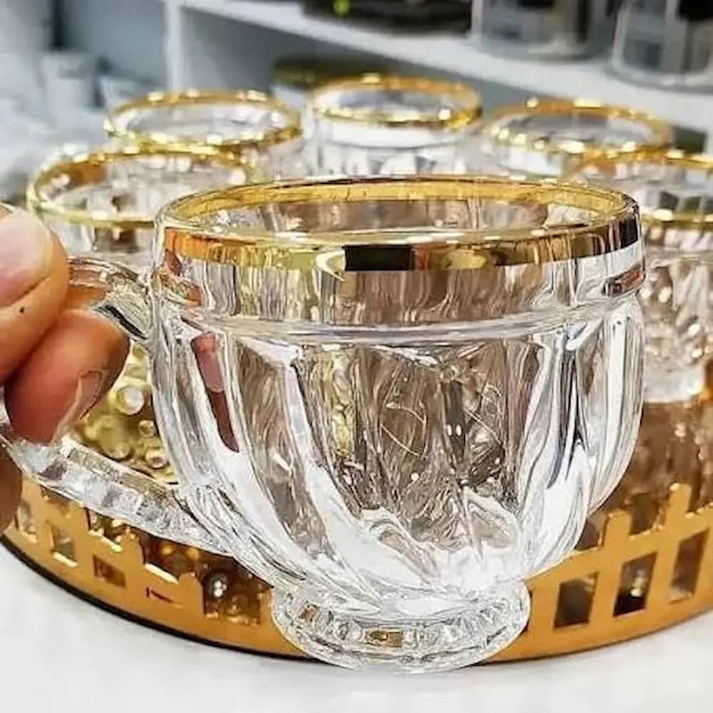 فنجان لب طلا مجستی مدل تولیپ بسته 6 عددی — تصویر ۴