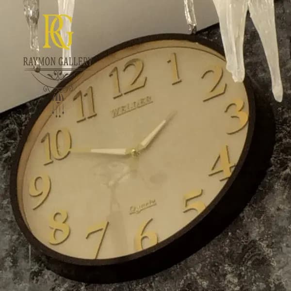ساعت دیواری بیصدا قاب تیره قطر50 — تصویر ۳