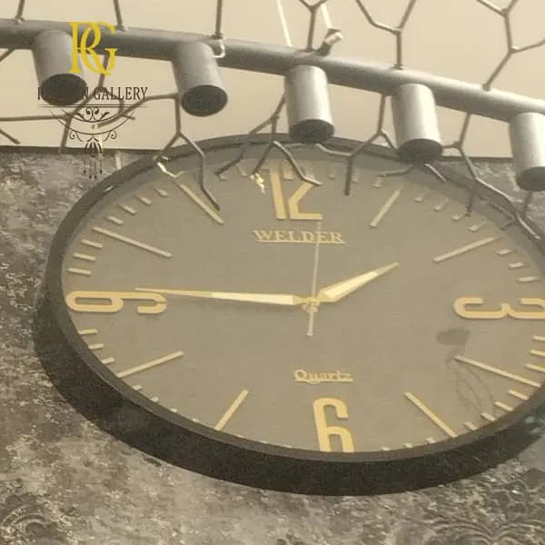 ساعت دیواری بی صدا مشکی قطر50 — تصویر ۳