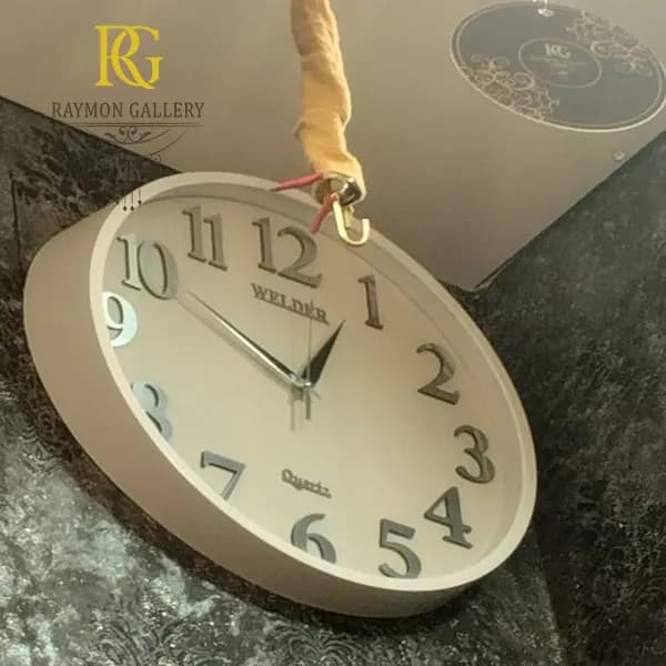 ساعت دیواری سفید 12 عددی بی صدا — تصویر ۲